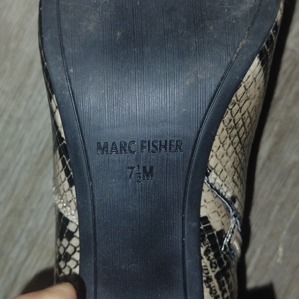 New Marc Fisher Beige & Black Croc Embossed Ankle Boots 7.5 - Picture 7 of 7